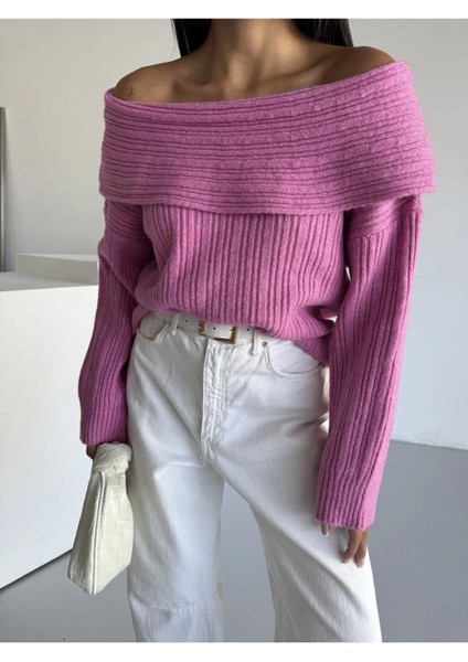 Rahat Kalıp Özel Iplik Madonna Yaka Kadın Triko Kazak