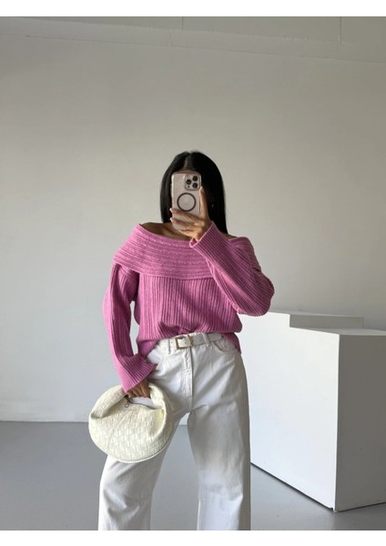 Rahat Kalıp Özel Iplik Madonna Yaka Kadın Triko Kazak modelleri