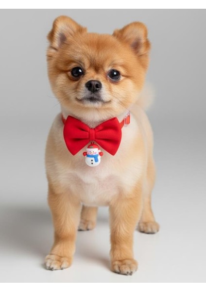 Snowman Küçük Irk Köpek Papyon Tasması | Kırmızı Fiyonk Boyun Aksesuarı | Noel Temalı Köpek Süsü fiyatları