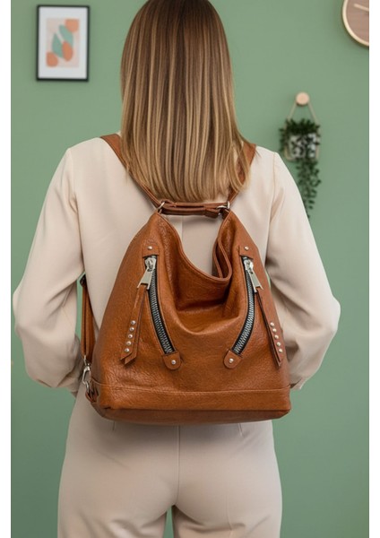 Kadın Yumuşak Deri Çok Bölmeli Büyük Boy Sırt ve Omuz Çantası (41X33 Cm) LIFON-9060 fiyatları