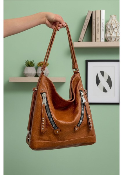 Kadın Yumuşak Deri Çok Bölmeli Büyük Boy Sırt ve Omuz Çantası (41X33 Cm) LIFON-9060 modelleri