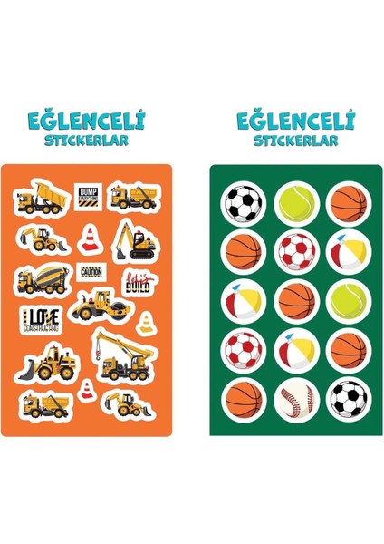 Eğlenceli Sticker Top & Iş Makinası 2'li Set