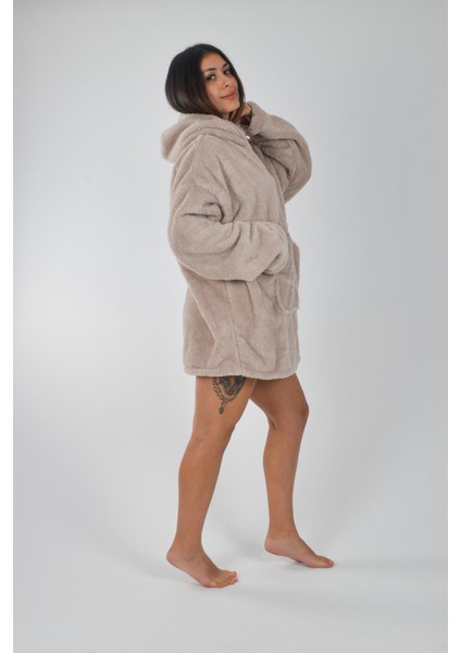 Welsoft Kapüşonlu Giyilebilir Tv Battaniyesi Unisex Peluş Oversize Panço Sabahlık modelleri