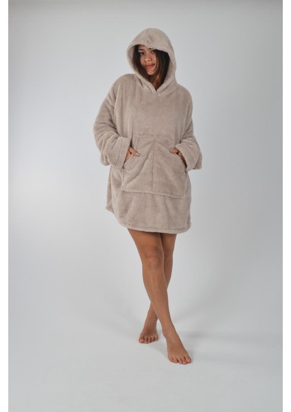 Welsoft Kapüşonlu Giyilebilir Tv Battaniyesi Unisex Peluş Oversize Panço Sabahlık indirimleri