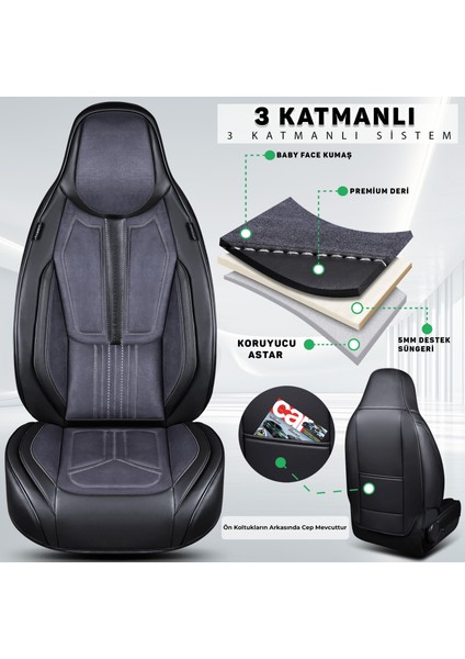 Fs Deri Serisi Chevrolet Lacetti 2003-2013 Ile Uyumlu Takmatik Kılıf, Gri fırsatları