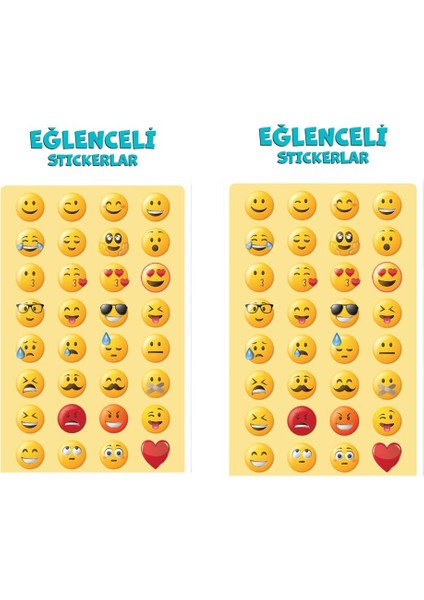 Eğlenceli Sticker Emoji 2'li Set