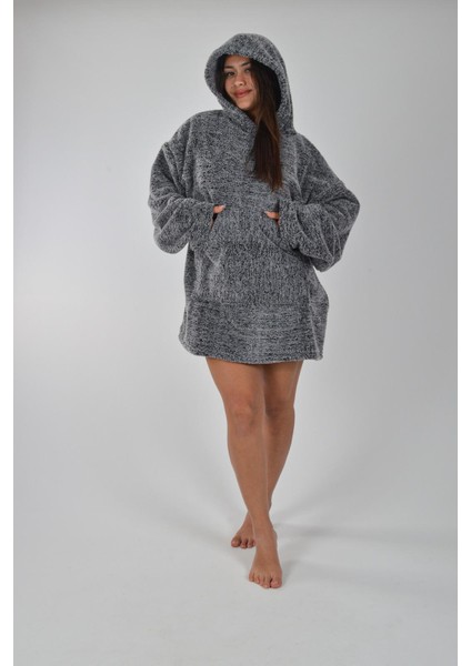 Welsoft Kapüşonlu Giyilebilir Tv Battaniyesi Unisex Peluş Oversize Panço Sabahlık modelleri