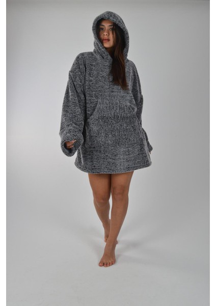 Welsoft Kapüşonlu Giyilebilir Tv Battaniyesi Unisex Peluş Oversize Panço Sabahlık indirimleri