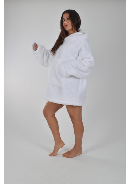 Welsoft Kapüşonlu Giyilebilir Tv Battaniyesi Unisex Peluş Oversize Panço Sabahlık fiyatları