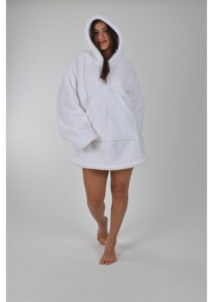 Welsoft Kapüşonlu Giyilebilir Tv Battaniyesi Unisex Peluş Oversize Panço Sabahlık indirimleri