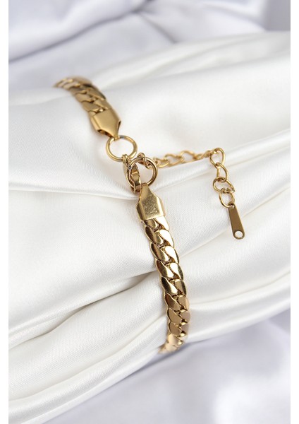 316L Çelik Ezme Zincir Model Gold Renk Kadın Bileklik - TJ-BB7785 fiyatları