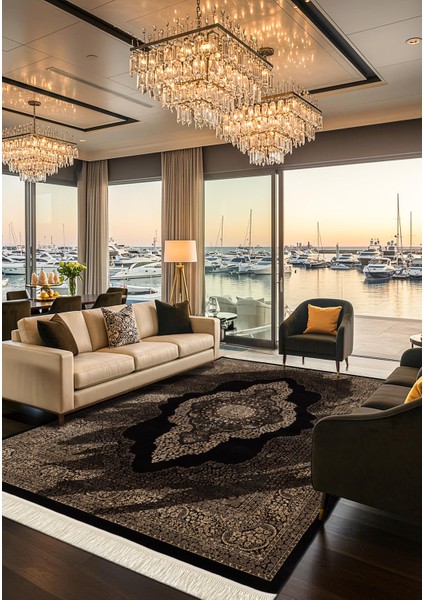 Diamente DM002S Siyah Çerçeveli Göbekli Klasik Desen 100 Tarak Bambu Viskon Renkli Halı Ipek Serisi fiyatları