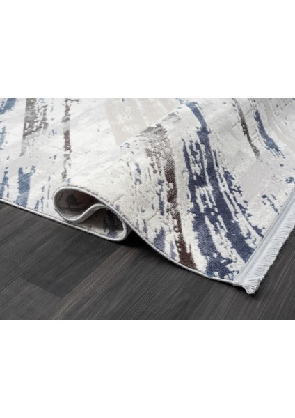 Tokyo TK003M Gri Halı Lacivert Deyatlı Modern Akrilik Halı Kaymaz Taban Tozuaz Salon Halısı Koridor fırsatları