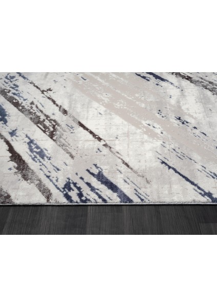 Tokyo TK003M Gri Halı Lacivert Deyatlı Modern Akrilik Halı Kaymaz Taban Tozuaz Salon Halısı Koridor indirimleri