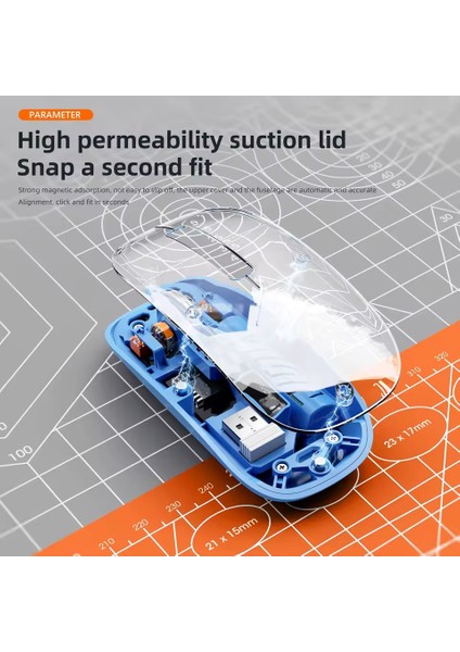 Şeffaf Mouse Kablosuz Mouse Fare Şarjlı Bluetooth Wireless Çift Modlu Sessiz 5 Tuşlu Dpı Kontrol modelleri