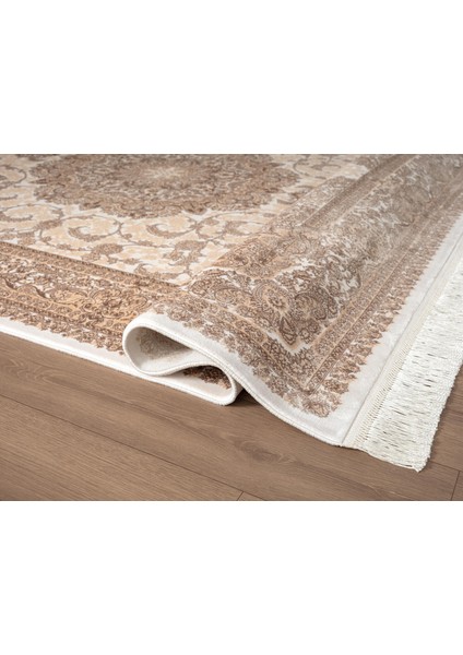 Imperial Luxe IL005S Krem Çerçeveli Göbekli Halı Klasik Desen 100 Tarak Bambu Viskon Ipek Serisi modelleri