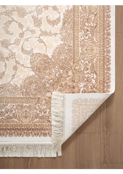 Imperial Luxe IL005S Krem Çerçeveli Göbekli Halı Klasik Desen 100 Tarak Bambu Viskon Ipek Serisi fırsatları