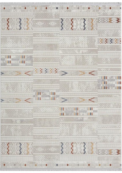 Lotus 8573 Gri Halı Renkli Iskandinav Desenli Modern Ince Akrilik Tozuaz Salon Yatak Odası Halısı