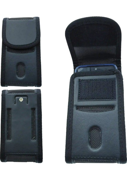 Cırtlı Kapaklı Kemere Takılan Telefon Kılıfı – Siyah | Bel Telefon Taşıma Çantası (17×8 Cm) MSK04