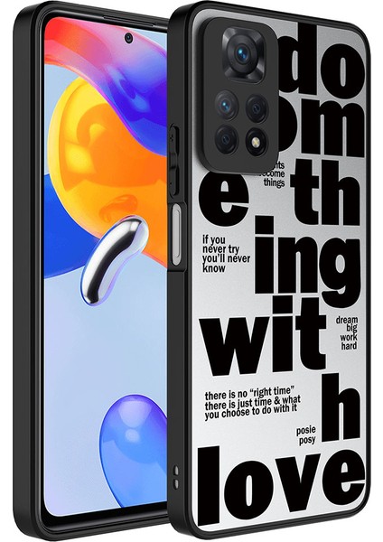Xiaomi Redmi Note 12 Pro 4g Kılıf Aynalı Desenli Kamera Korumalı Parlak Akre Mirror Kapak-Love