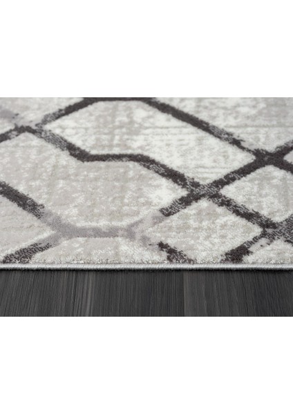 Tokyo 1704 Gri Halı Antrasit Detaylı Geometrik Desen Modern Akrilik Halı Kaymaz Taban Tozuaz indirimleri