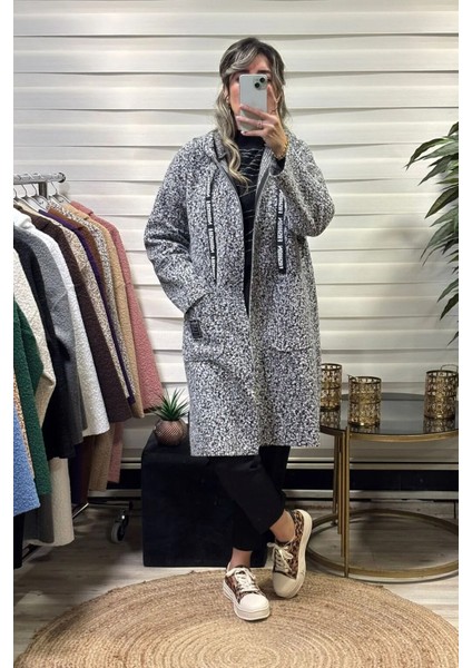 Kapüşonlu Pelüş Teddy Kırçıklı Buklet Hırka – Yumuşak Dokulu, Oversize Rahat Kesim 40-60 Beden