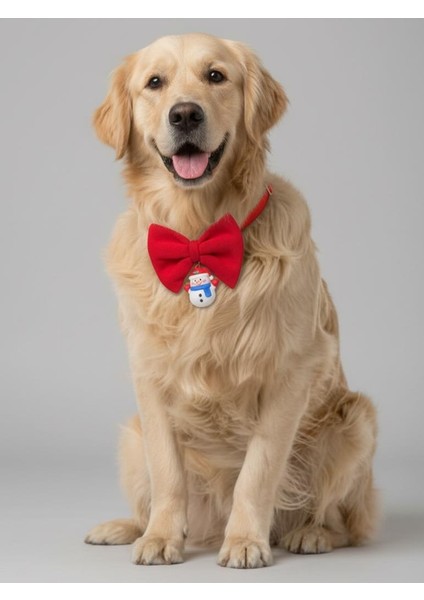 Snowman Köpek Papyon Tasması | Yeşil Kırmızı Fiyonk Boyun Aksesuarı | Noel Temalı Köpek Süsü | Orta ve Büyük Irklar Için fiyatları