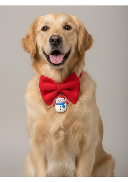 Snowman Köpek Papyon Tasması | Yeşil Kırmızı Fiyonk Boyun Aksesuarı | Noel Temalı Köpek Süsü | Orta ve Büyük Irklar Için fırsatları