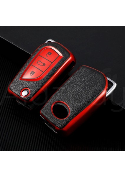 Toyota Corolla Auris Yaris Avensis Verso Hilux Deri Görünüm Tpu Anahtar Kılıfı (3 Tuş)