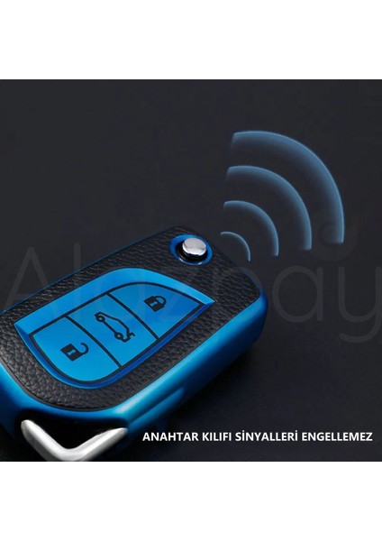 Toyota Corolla Auris Yaris Avensis Verso Hilux Deri Görünüm Tpu Anahtar Kılıfı (3 Tuş)