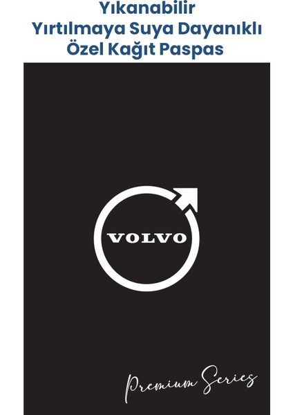Suya Dayanıklı Yıkanabilir Volvo Oto Paspas Kağıdı Siyah Gümüş Baskı 50 Adet - 35X50CM - Kalın