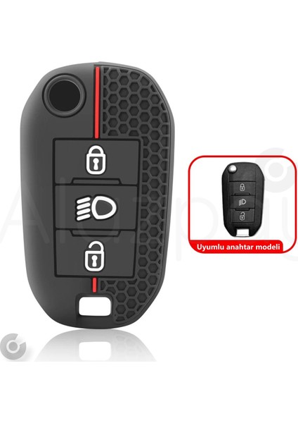 Peugeot 208 308 407 408 508 2008 3008 4008 5008 Rifter Rcz Desenli Silikon Anahtar Kılıfı (1 Adet)
