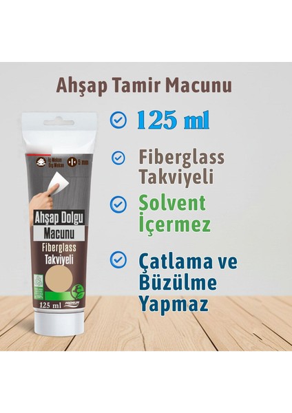 Kullanım Hazır Ahşap Parke Tamir Macunu Natürel Renk Mobilya Masa Dolgu Çatlak Çizik Giderici 125 ml fırsatları