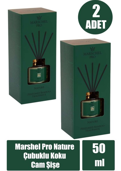 Marshel Pro Nature Çubuklu Koku Cam Şişe 50 ml 2 Adet