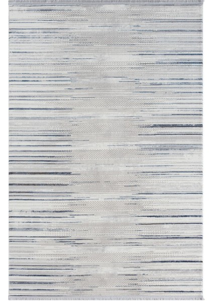 Tokyo TK002M Gri Halı Lacivert Detaylı Modern Akrilik Kaymaz Taban Tozuaz Salon Halısı Yatak Odası