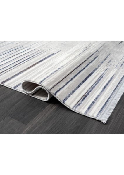 Tokyo TK002M Gri Halı Lacivert Detaylı Modern Akrilik Kaymaz Taban Tozuaz Salon Halısı Yatak Odası fırsatları