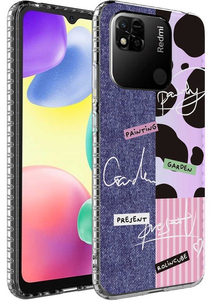 Xiaomi Redmi 10C Kılıf Airbag Kenarlı Renkli Desenli Silikon Akre Elegans Kapak-No8