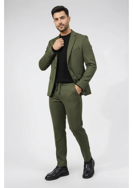 Venüs Overseyst Lastikli Koyu Yeşil Pantolon