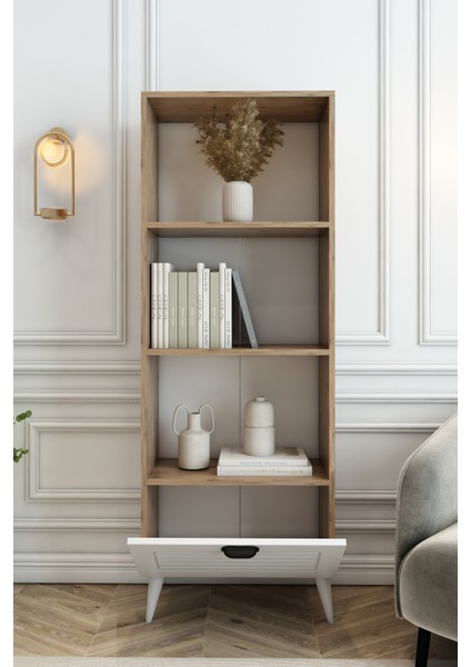 4 Raflı 162 cm Country Model Mdf Membran Kapaklı Salon Dolabı Kitaplık Çok Amaçlı Dolap modelleri