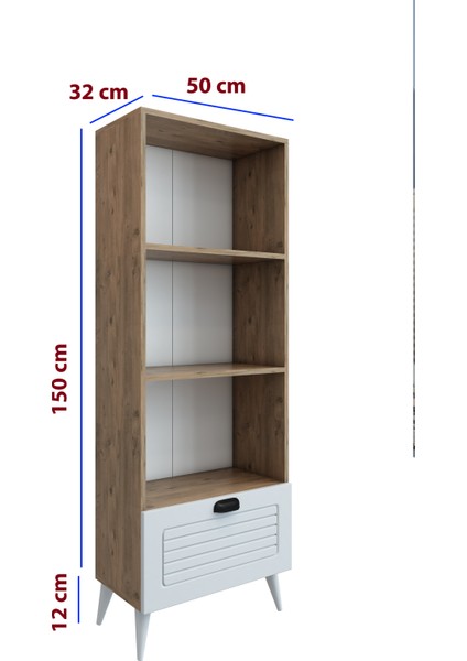 4 Raflı 162 cm Country Model Mdf Membran Kapaklı Salon Dolabı Kitaplık Çok Amaçlı Dolap fırsatları
