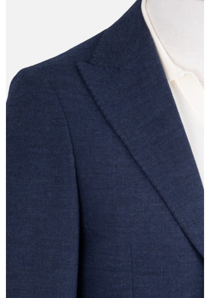 Erkek Iki Düğme Ceket Flanel Yün Desenli Sivri Yaka Çift Yırtmaç Havacı