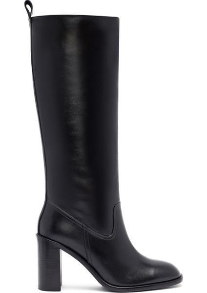 Kadın Siyah Kalın Topuklu Deri Çizme 25WFD132918