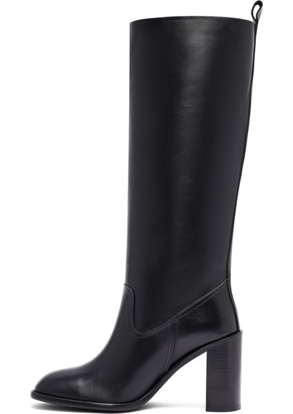 Kadın Siyah Kalın Topuklu Deri Çizme 25WFD132918 fırsatları