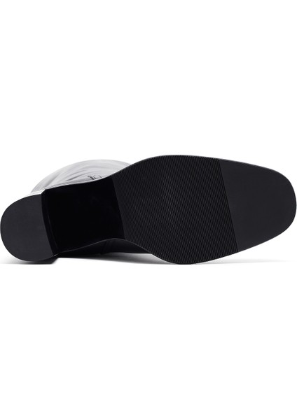 Kadın Siyah Kalın Topuklu Deri Çizme 25WFD132918