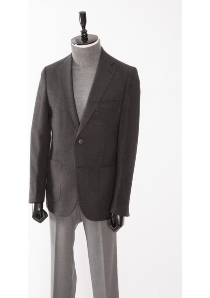 Erkek Iki Düğme Ceket Yün Astarsız Mono Yaka Slim Fit Füme fiyatları