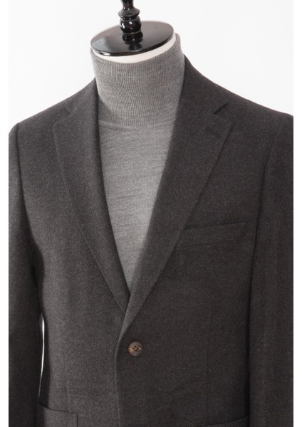 Erkek Iki Düğme Ceket Yün Astarsız Mono Yaka Slim Fit Füme modelleri