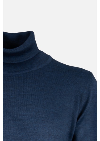 Erkek Tam Balıkçı Yaka Triko Kazak Slim Fit Yün Indigo fiyatları