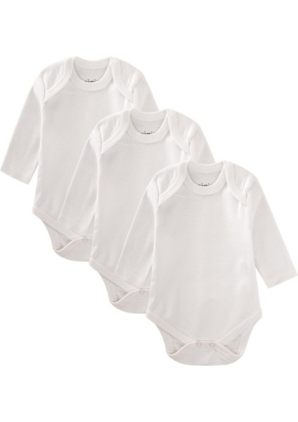 Üçlü Uzun Kol Zıbın 0-3 Yaş Beyaz