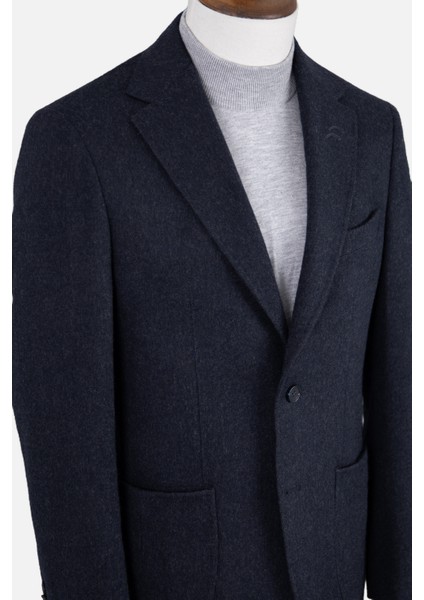 Erkek Iki Düğme Ceket Yün Torba Cep Çift Yırtmaç Casual Lacivert fırsatları