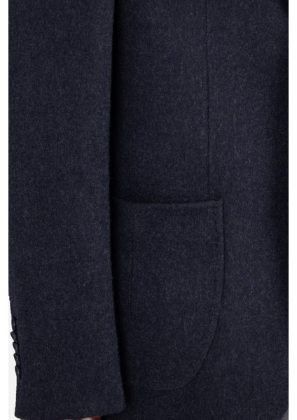 Erkek Iki Düğme Ceket Yün Torba Cep Çift Yırtmaç Casual Lacivert indirimleri
